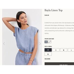 Velvet By Graham & Spencer, size XS, beige linen top